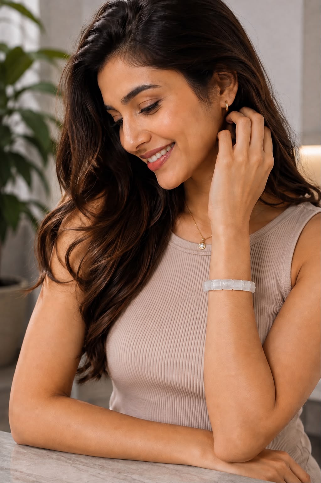 Moonstone White Crystal Bracelet