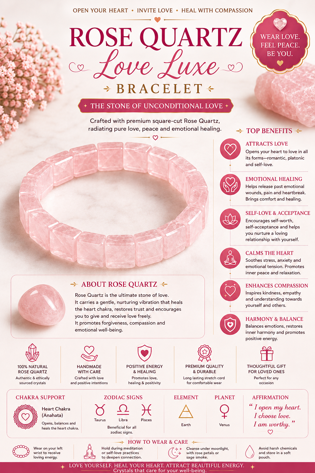 Rose Quartz Love Luxe Bracelet