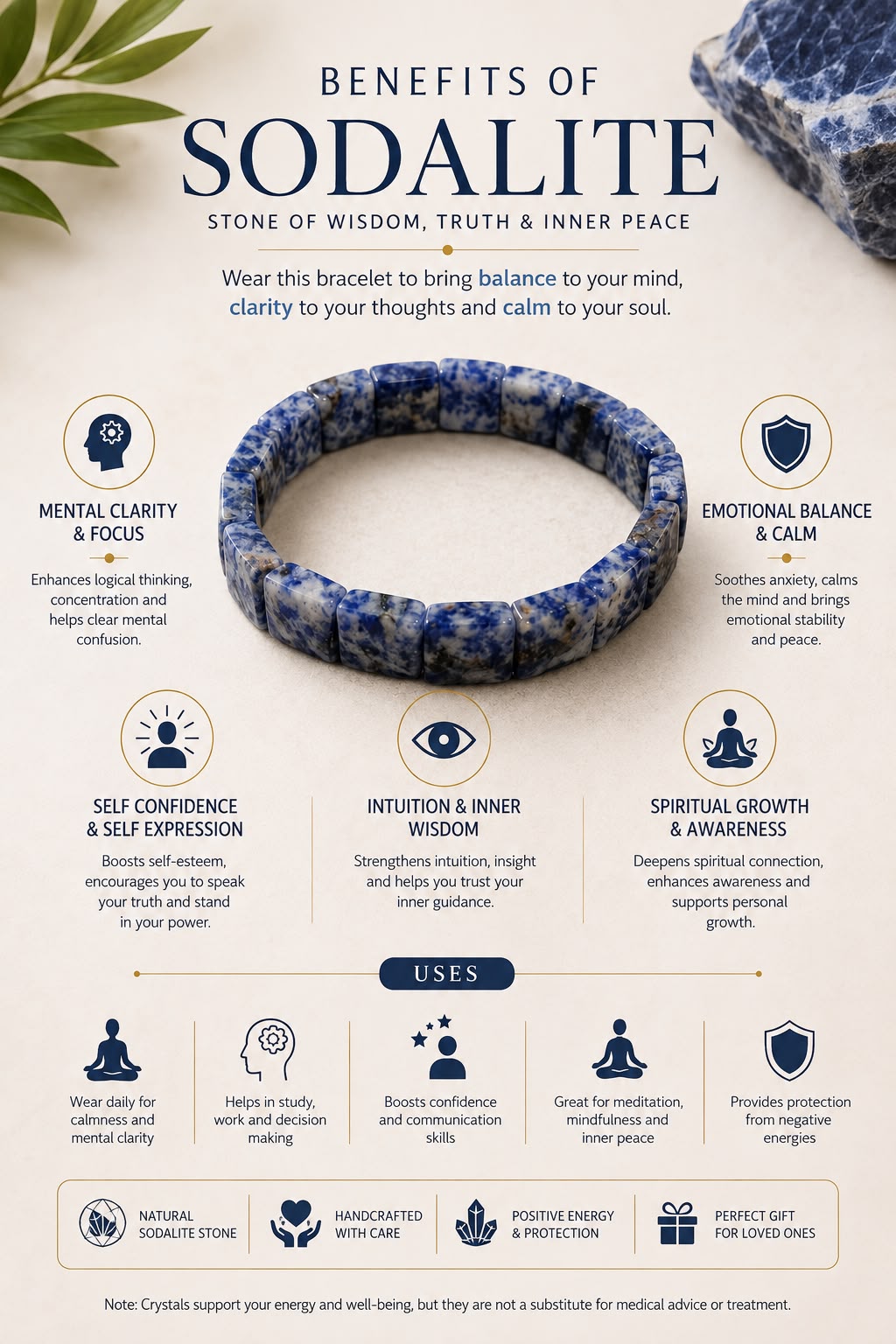 Sodalite Crystal Bracelet