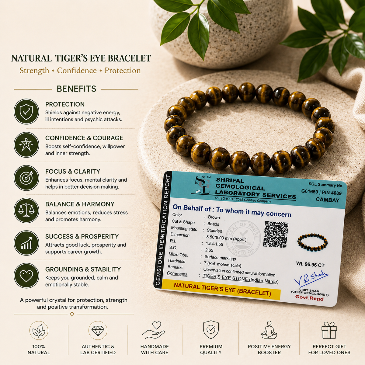 Tiger's Eye Crystal Bracelet