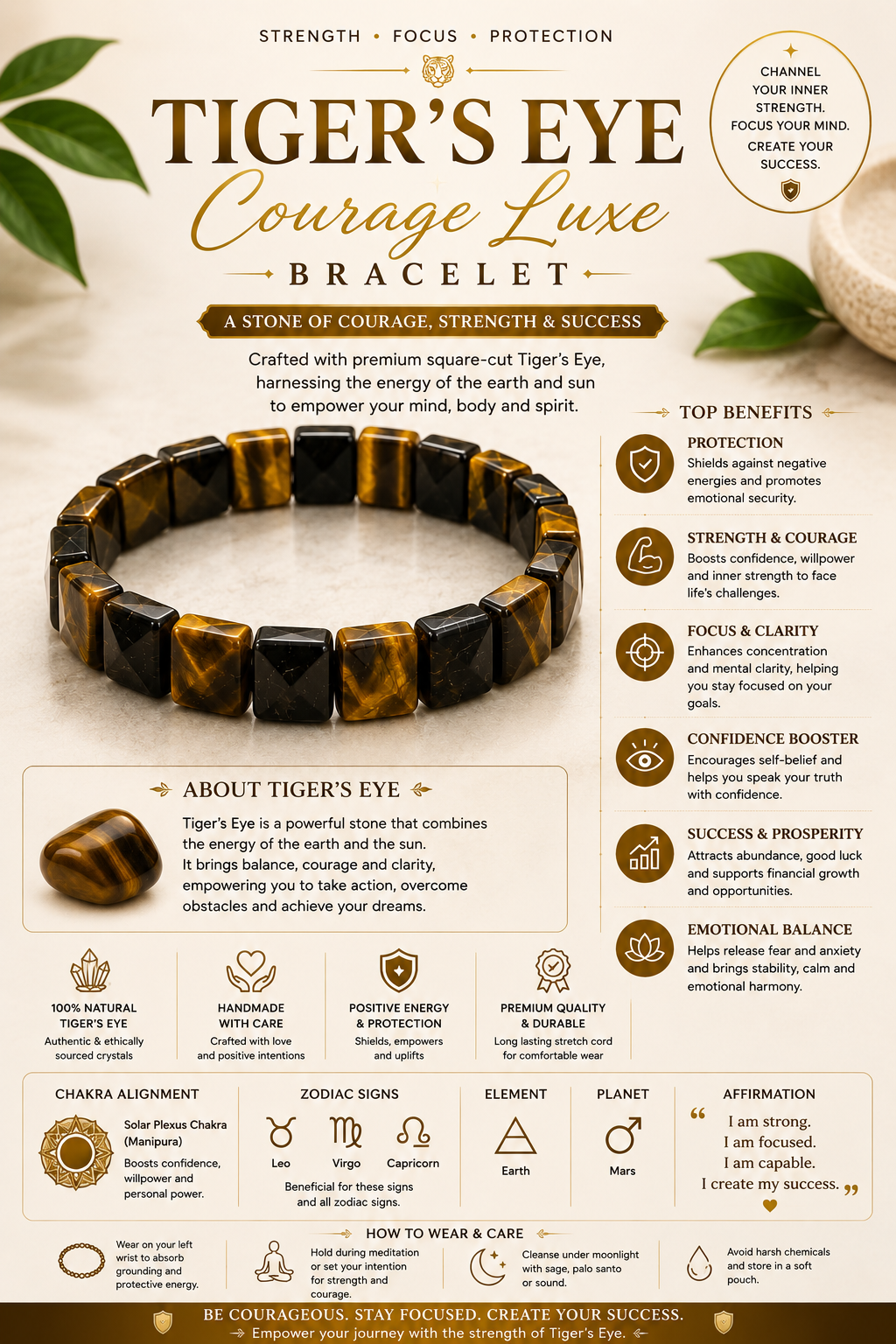 Tiger's Eye Courage Luxe Bracelet